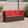Salon de jardin avec coussins 3 pcs marron résine tressée 