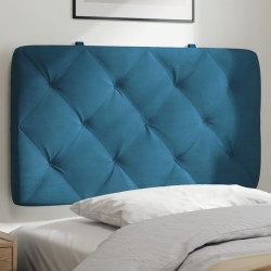 Coussin de tête de lit bleu 80 cm velours 