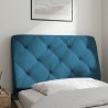 Coussin de tête de lit bleu 80 cm velours 