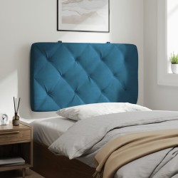 Coussin de tête de lit bleu 80 cm velours 