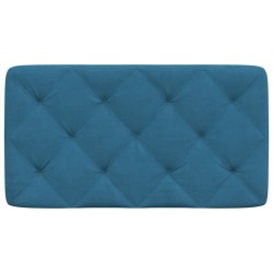 Coussin de tête de lit bleu 80 cm velours 