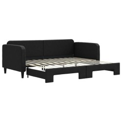 Lit de jour avec gigogne sans matelas noir 90x200 cm 
