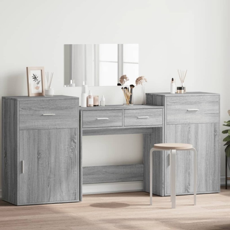 Ensemble de coiffeuse 4 pcs sonoma gris bois d'ingénierie 