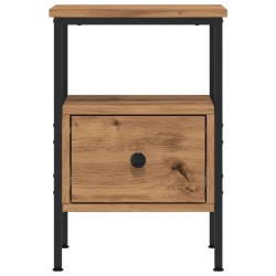 Table de chevet chêne artisanal 34x36x50 cm bois d'ingénierie 