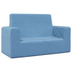 Canapé pour enfants à 2 places Bleu Peluche douce 