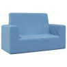 Canapé pour enfants à 2 places Bleu Peluche douce 