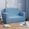 Canapé pour enfants à 2 places Bleu Peluche douce 