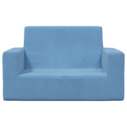 Canapé pour enfants à 2 places Bleu Peluche douce 