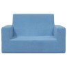 Canapé pour enfants à 2 places Bleu Peluche douce 