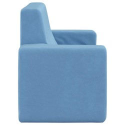 Canapé pour enfants à 2 places Bleu Peluche douce 