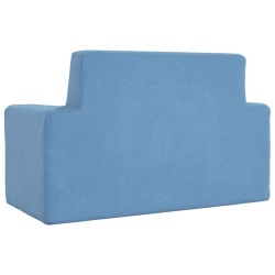 Canapé pour enfants à 2 places Bleu Peluche douce 