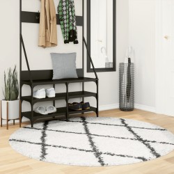 Tapis shaggy à poils longs moderne crème et noir Ø 160 cm 