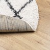 Tapis shaggy à poils longs moderne crème et noir Ø 160 cm 