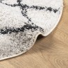 Tapis shaggy à poils longs moderne crème et noir Ø 160 cm 