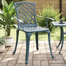 Chaises de jardin lot de 2 vert aluminium coulé 