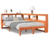 Lit bibliothèque sans matelas cire marron 135x190 cm pin massif 