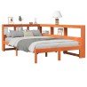 Lit bibliothèque sans matelas cire marron 135x190 cm pin massif 