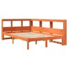 Lit bibliothèque sans matelas cire marron 135x190 cm pin massif 