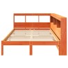 Lit bibliothèque sans matelas cire marron 135x190 cm pin massif 