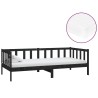 Lit de repos avec matelas 90x200 cm Noir Bois de pin massif 