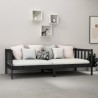 Lit de repos avec matelas 90x200 cm Noir Bois de pin massif 