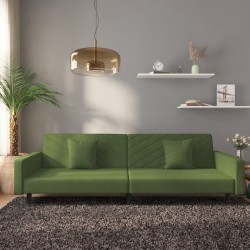 Canapé-lit à 2 places avec deux oreillers Vert foncé Velours 