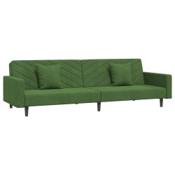 Canapé-lit à 2 places avec deux oreillers Vert foncé Velours 