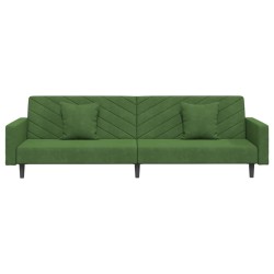 Canapé-lit à 2 places avec deux oreillers Vert foncé Velours 