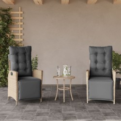 Chaises inclinables de jardin lot de 2 avec repose-pied rotin 