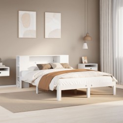 Lit bibliothèque sans matelas blanc 120x190 cm bois pin massif 