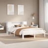 Lit bibliothèque sans matelas blanc 120x190 cm bois pin massif 