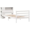 Lit bibliothèque sans matelas blanc 90x200cm bois de pin massif 