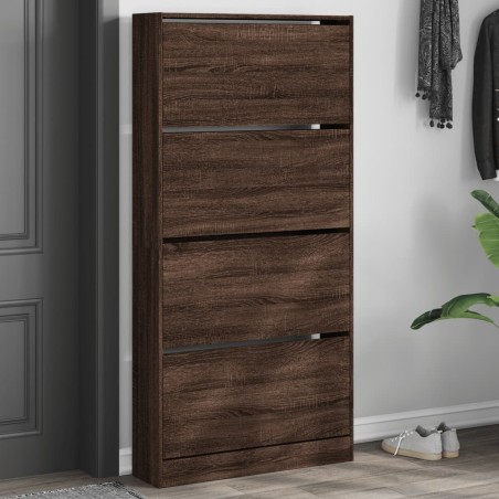 Armoire à chaussures 4 tiroirs rabattables chêne marron 