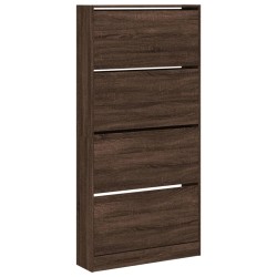 Armoire à chaussures 4 tiroirs rabattables chêne marron 