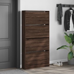 Armoire à chaussures 4 tiroirs rabattables chêne marron 