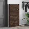 Armoire à chaussures 4 tiroirs rabattables chêne marron 