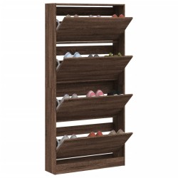 Armoire à chaussures 4 tiroirs rabattables chêne marron 