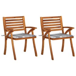 Chaises à manger de jardin avec coussins lot de 2 Acacia massif 