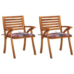 Chaises à manger de jardin avec coussins lot de 2 Acacia massif 