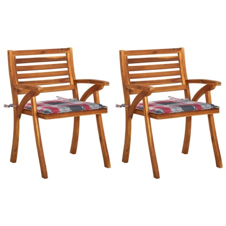Chaises à manger de jardin avec coussins lot de 2 Acacia massif 