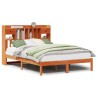Lit bibliothèque sans matelas cire marron 150x200 cm pin massif 