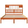 Lit bibliothèque sans matelas cire marron 150x200 cm pin massif 
