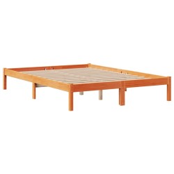 Lit bibliothèque sans matelas cire marron 150x200 cm pin massif 