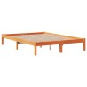 Lit bibliothèque sans matelas cire marron 150x200 cm pin massif 