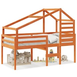 Lit haut sans matelas cire marron 90x190 cm bois de pin massif 