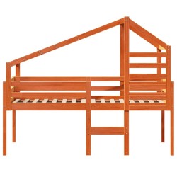 Lit haut sans matelas cire marron 90x190 cm bois de pin massif 