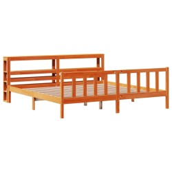 Cadre de lit et tête de lit sans matelas cire marron 180x200 cm 
