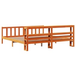 Cadre de lit et tête de lit sans matelas cire marron 180x200 cm 