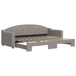 Lit de jour avec gigogne sans matelas taupe 80x200 cm 