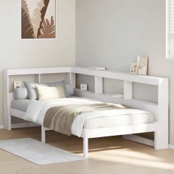 Lit bibliothèque sans matelas blanc 90x200cm bois de pin massif 